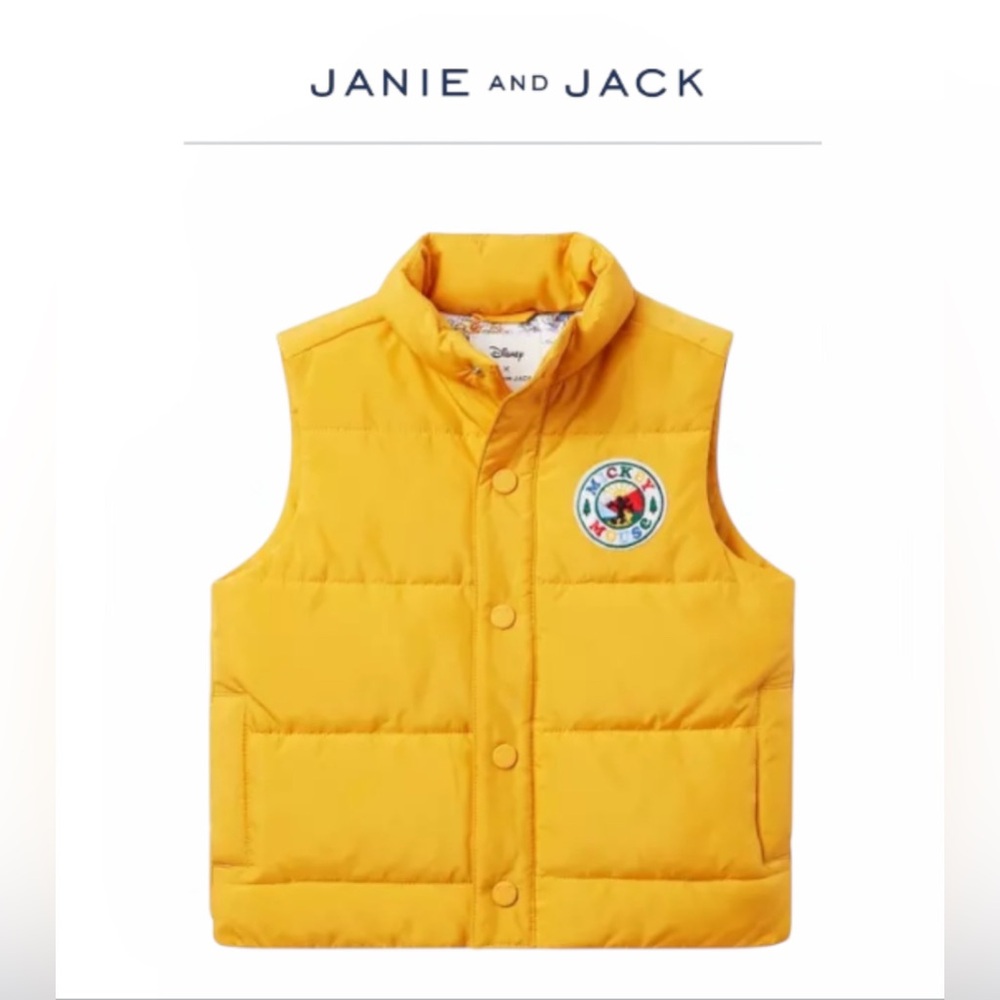 Janie and Jack Kid’s Golden Glow Disney Mickey Mouse Puffer Vest